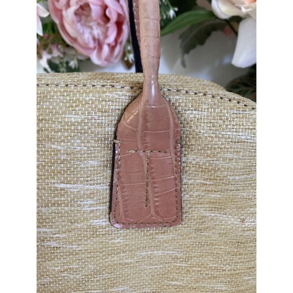 Vintage Tommy Hilfiger Tan Pink Bagette Handbag Purse Faux Alligator Print 11X7 - Picture 9 of 16